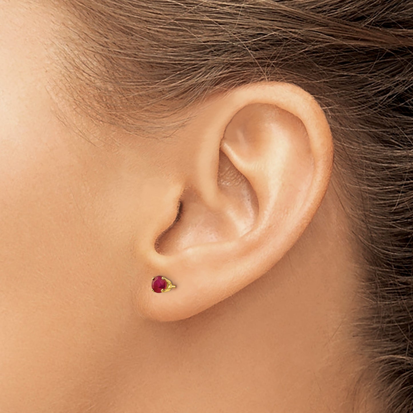 14k 4mm Round July/Ruby Post Earrings