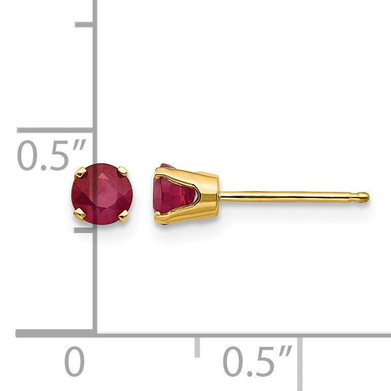 14k 4mm Round July/Ruby Post Earrings