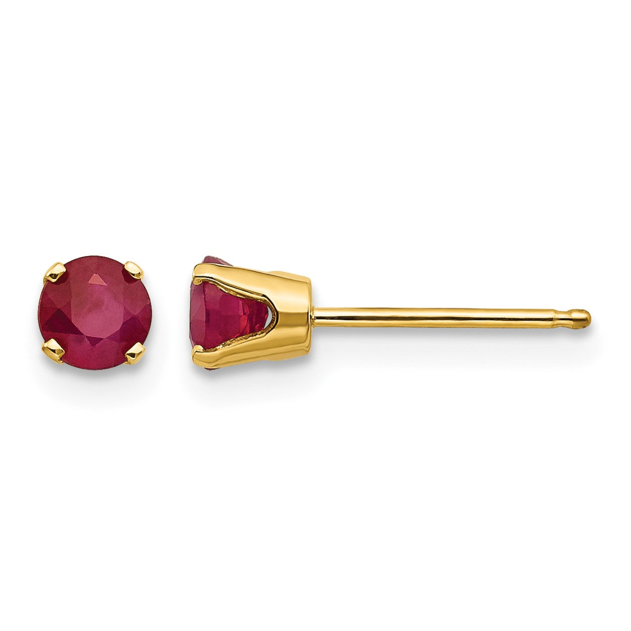 14k 4mm Round July/Ruby Post Earrings