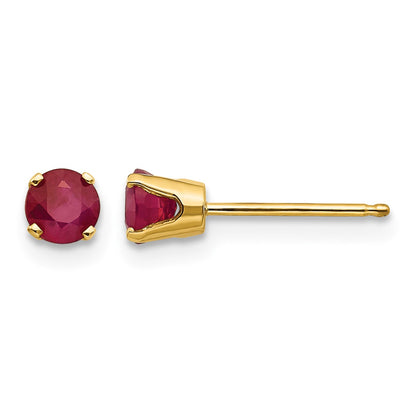 14k 4mm Round July/Ruby Post Earrings