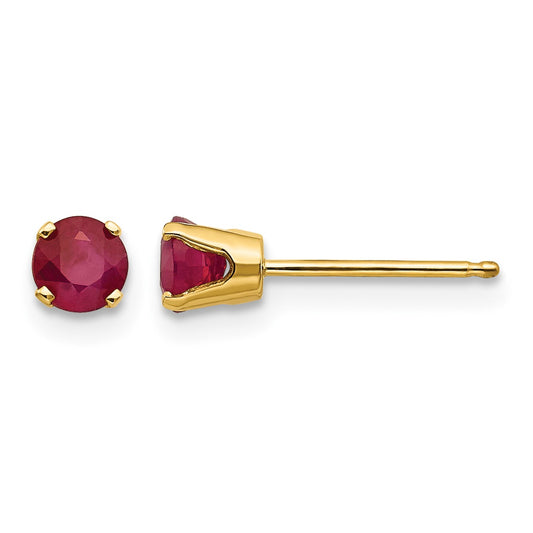 14k 4mm Round July/Ruby Post Earrings