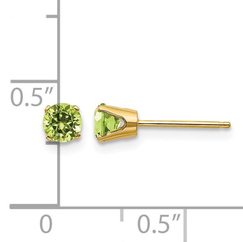 14k 4mm Round August/Peridot Post Earrings
