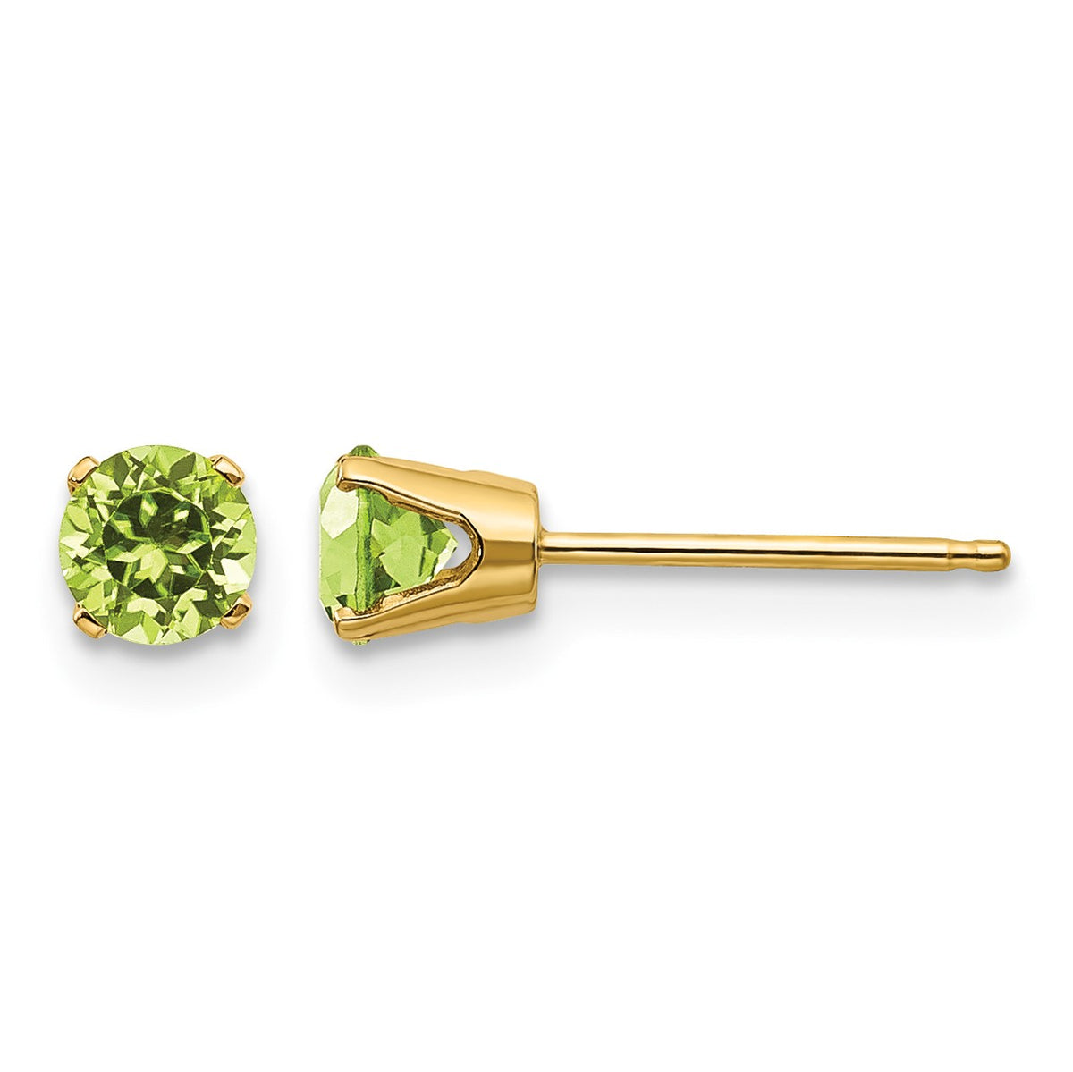 14k 4mm Round August/Peridot Post Earrings
