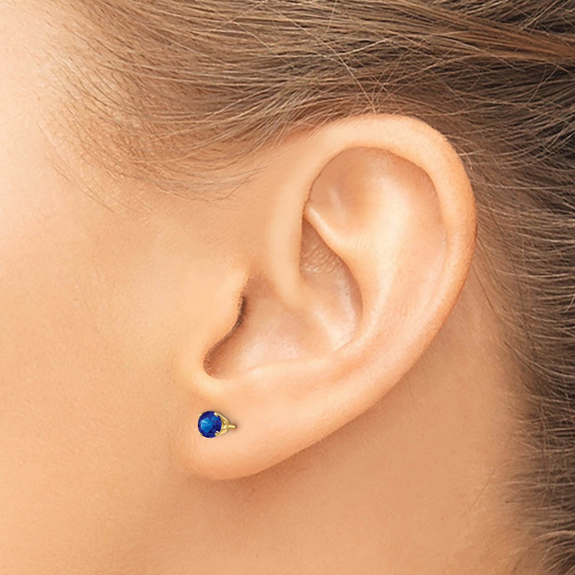 14k 4mm Round September/Sapphire Post Earrings
