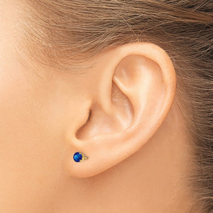 14k 4mm Round September/Sapphire Post Earrings