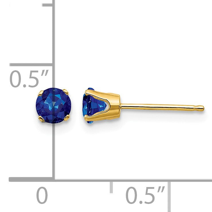 14k 4mm Round September/Sapphire Post Earrings