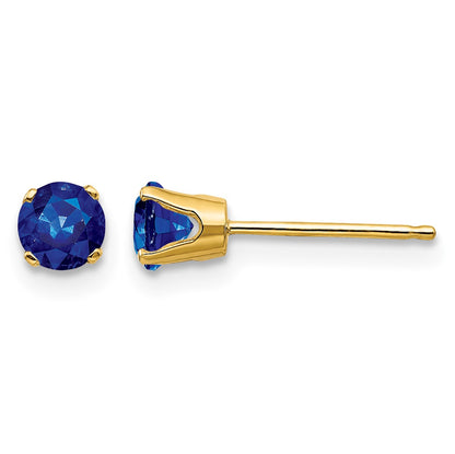 14k 4mm Round September/Sapphire Post Earrings