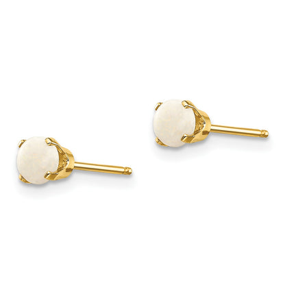 14k 4mm Round October/Opal Post Earrings