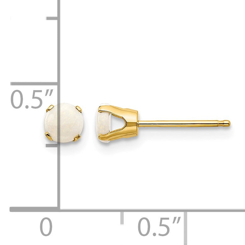 14k 4mm Round October/Opal Post Earrings