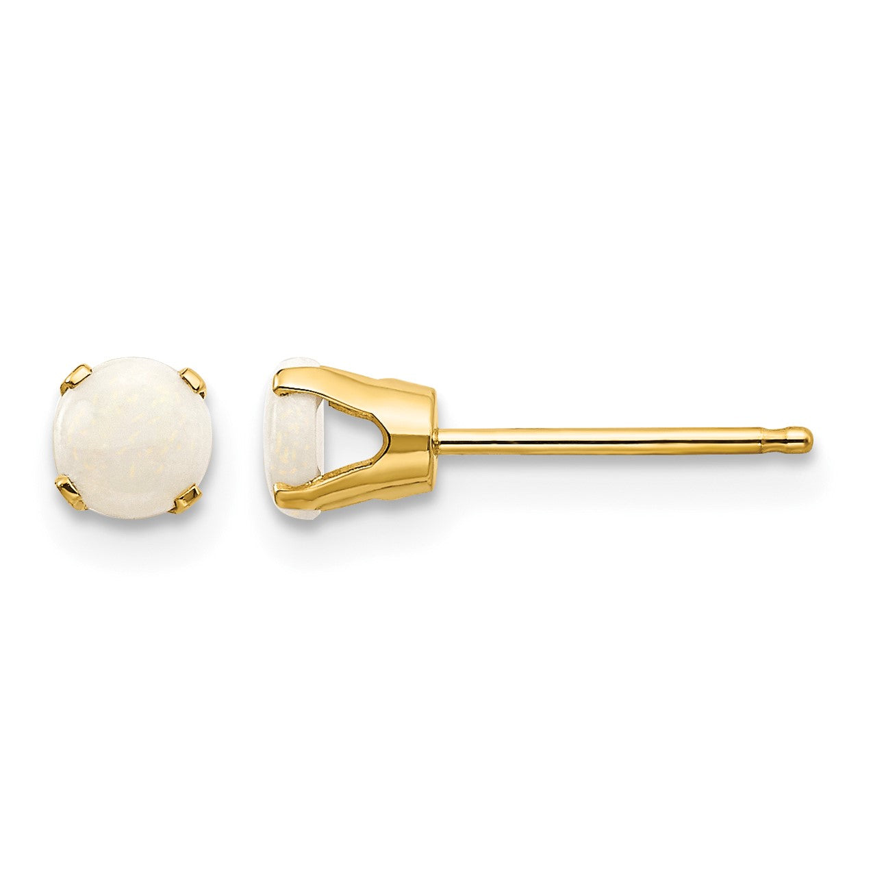 14k 4mm Round October/Opal Post Earrings