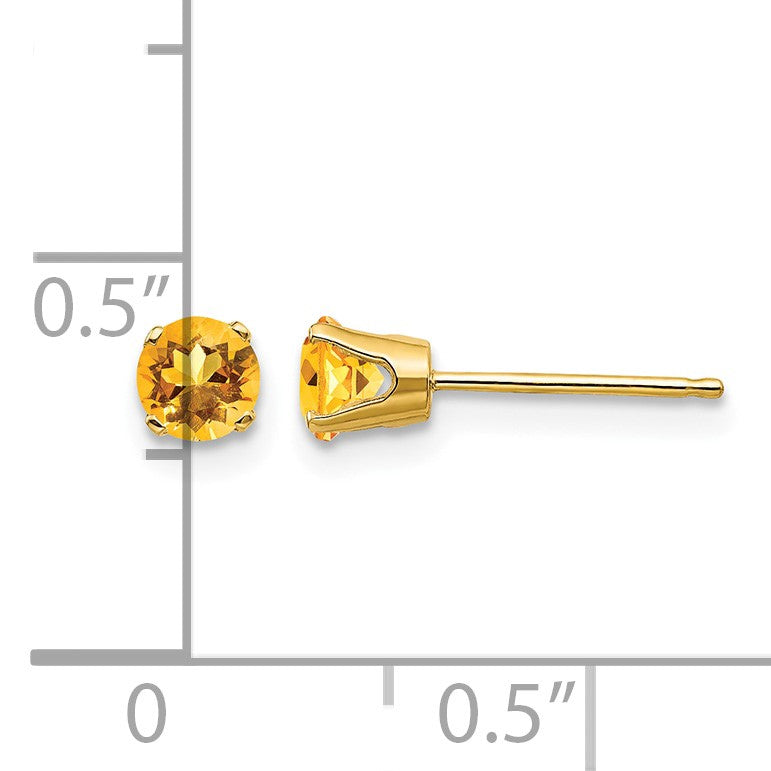 14k 4mm Round November/Citrine Post Earrings