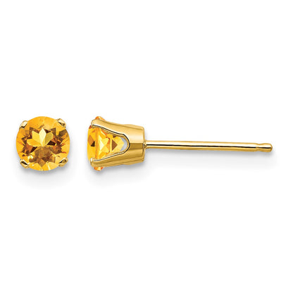 14k 4mm Round November/Citrine Post Earrings