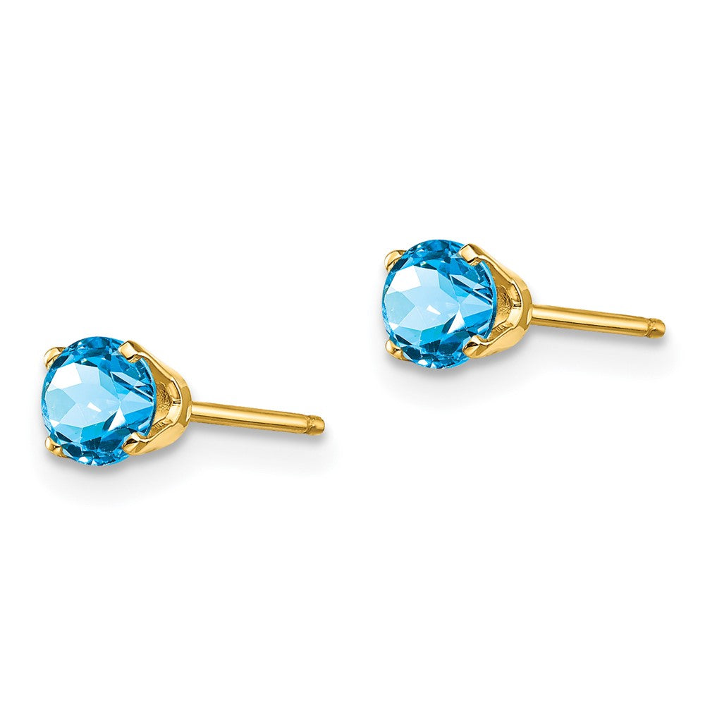 14k 4mm December/Blue Topaz Post Earrings