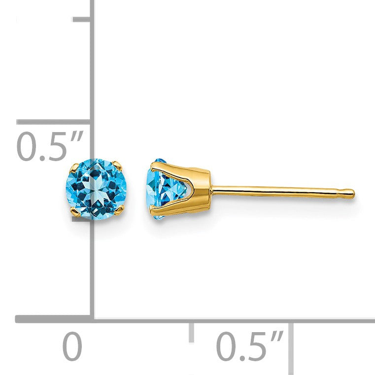 14k 4mm Round December/Blue Topaz Post Earrings