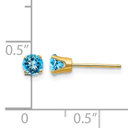 14k 4mm Round December/Blue Topaz Post Earrings
