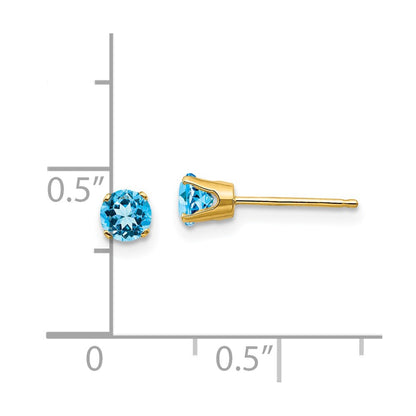 14k 4mm December/Blue Topaz Post Earrings