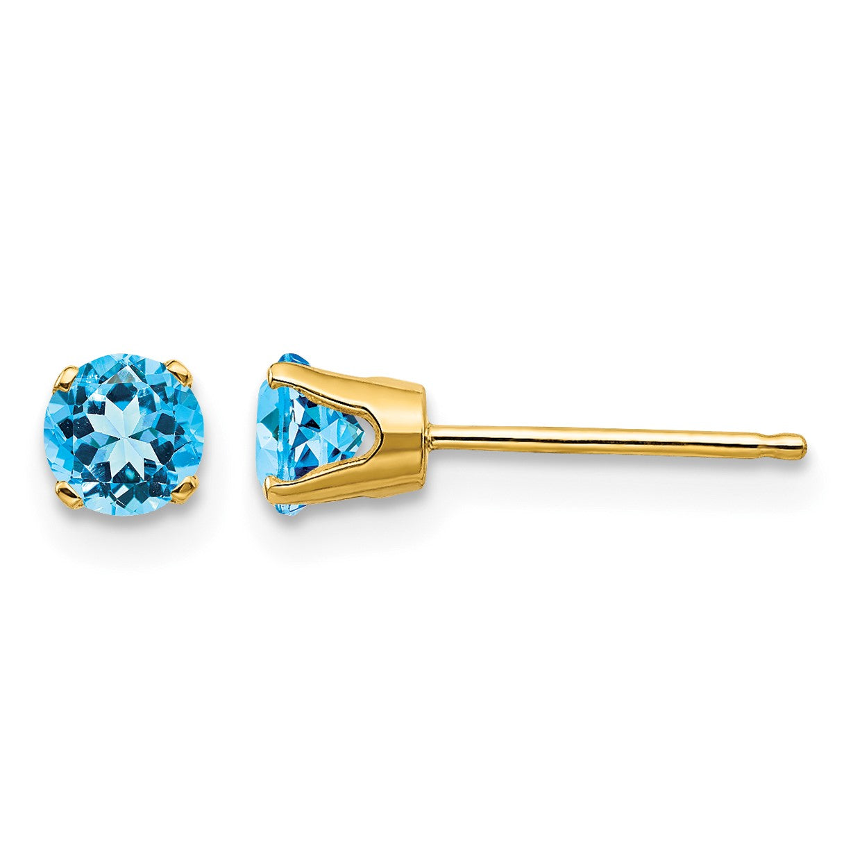 14k 4mm Round December/Blue Topaz Post Earrings