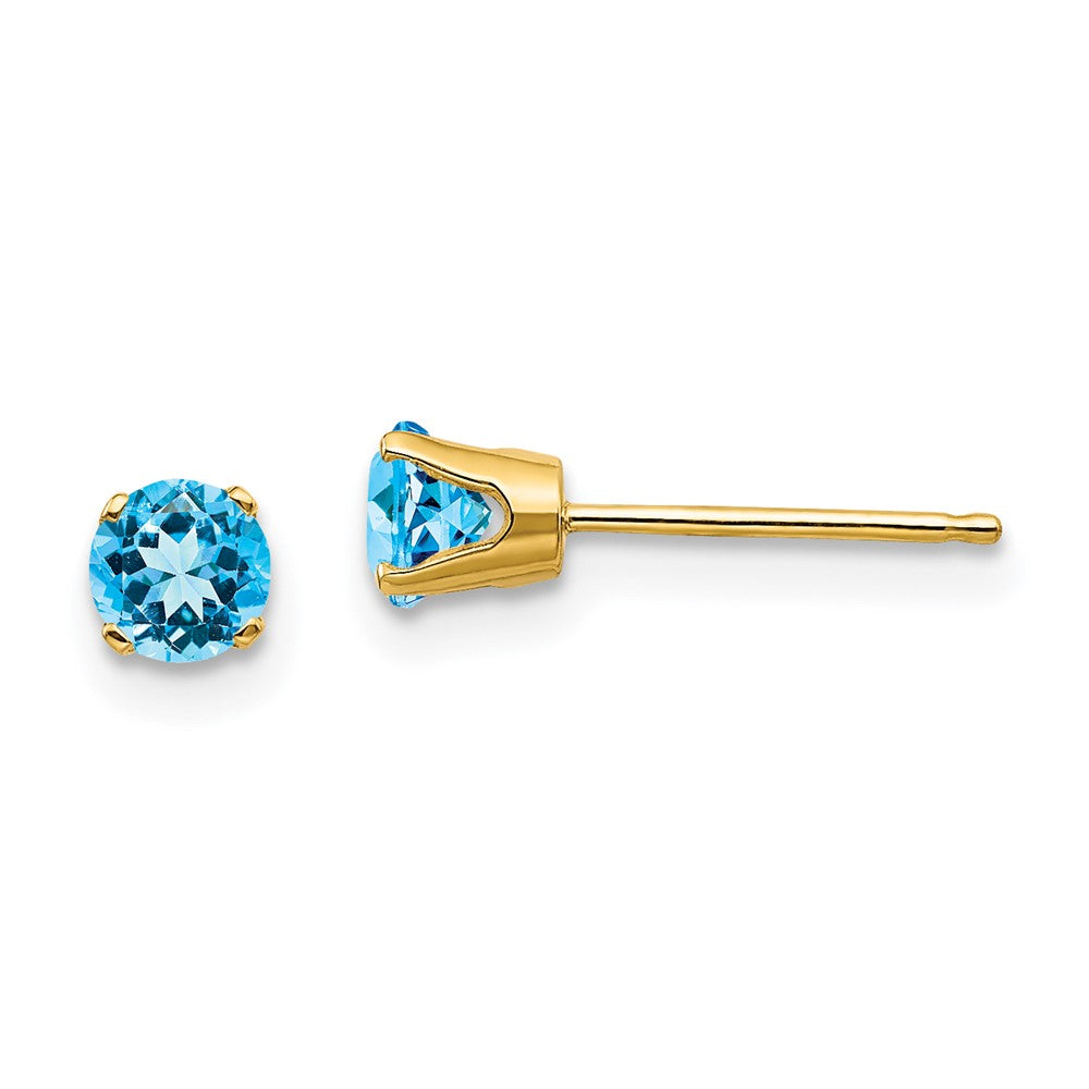 14k 4mm December/Blue Topaz Post Earrings