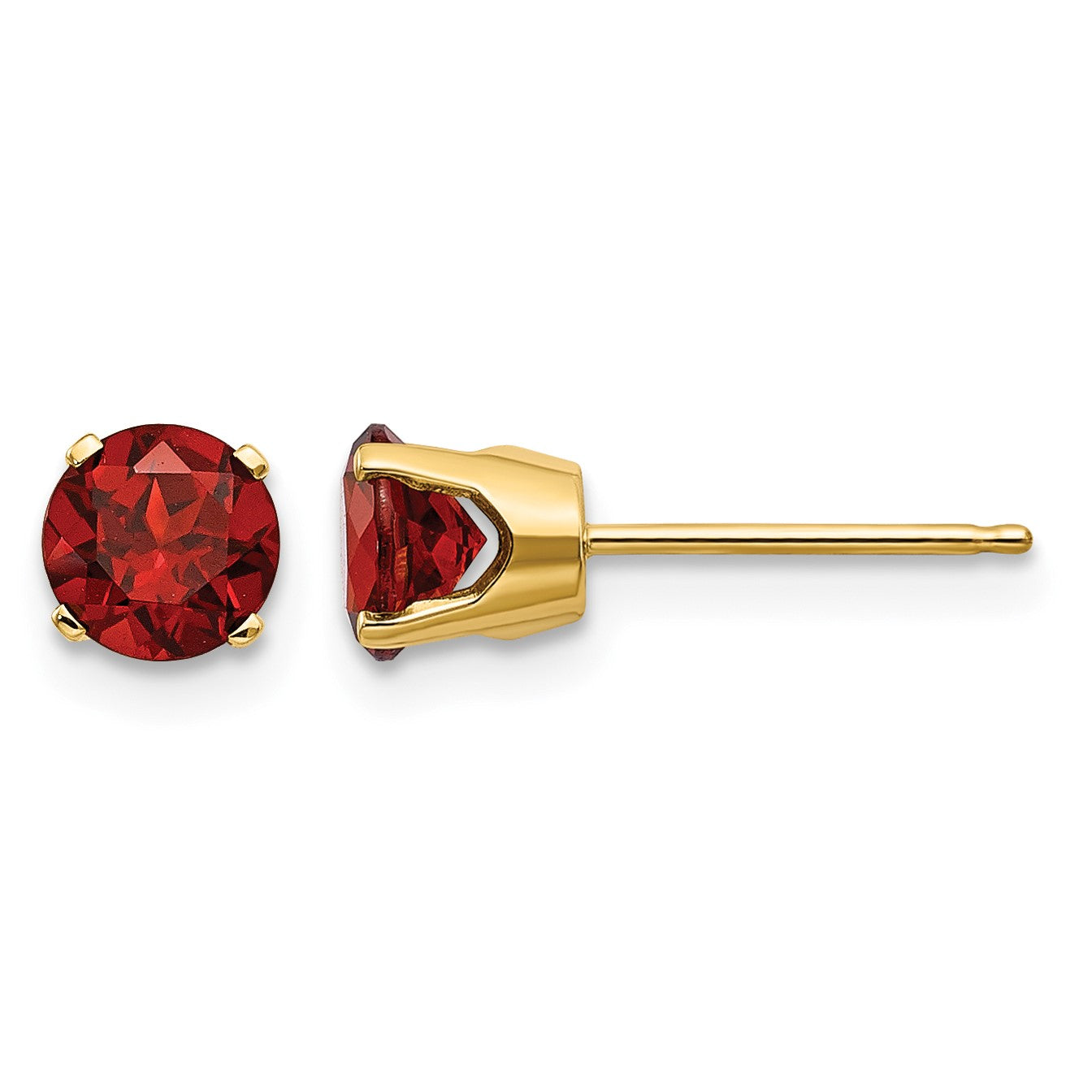 14k 5mm Round Garnet Earrings - January