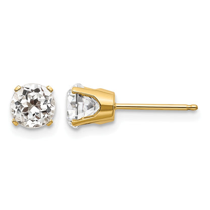 14k 5mm Round White Topaz Earrings - April