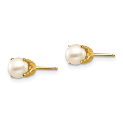 14k 5mm FW Cultured Pearl Earrings-June