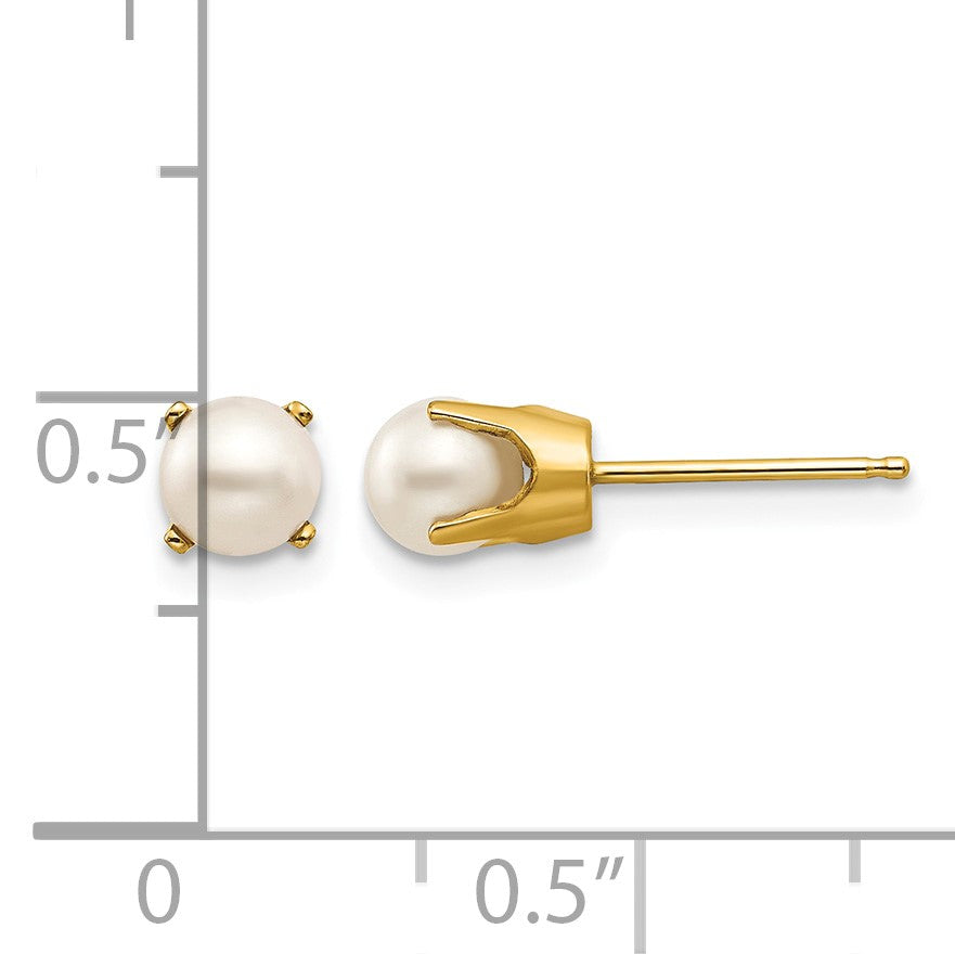 14k 5mm Round Freshwater Cultured Pearl Earrings - June