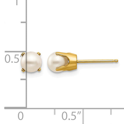 14k 5mm Round Freshwater Cultured Pearl Earrings - June