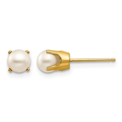 14k 5mm Round Freshwater Cultured Pearl Earrings - June