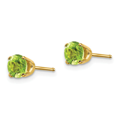 14k 5mm Round Peridot Earrings - August