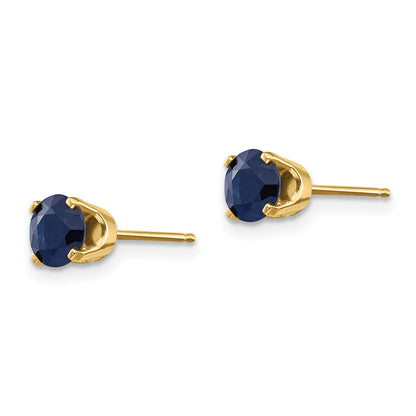 14k 5mm Round Natural Sapphire Earrings - September