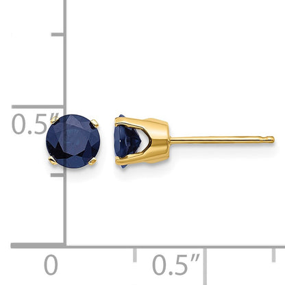 14k 5mm Round Natural Sapphire Earrings - September