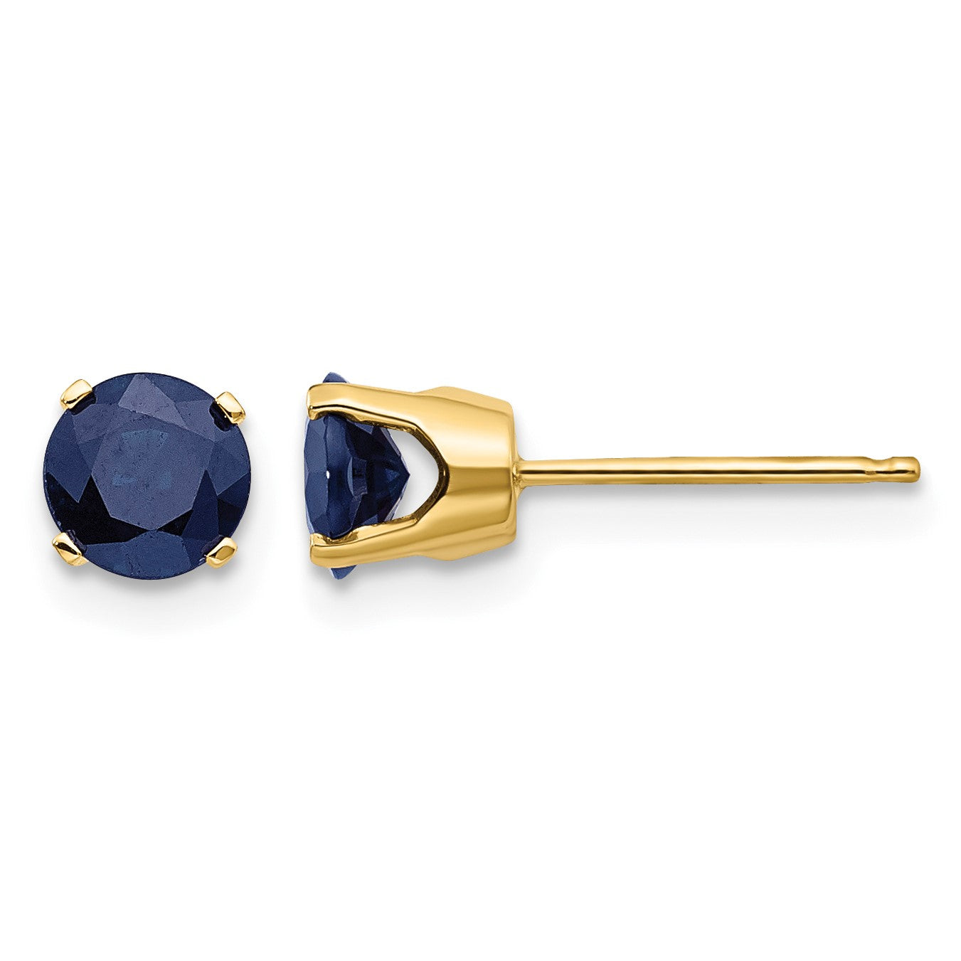 14k 5mm Round Natural Sapphire Earrings - September