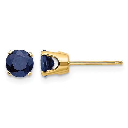 14k 5mm Round Natural Sapphire Earrings - September