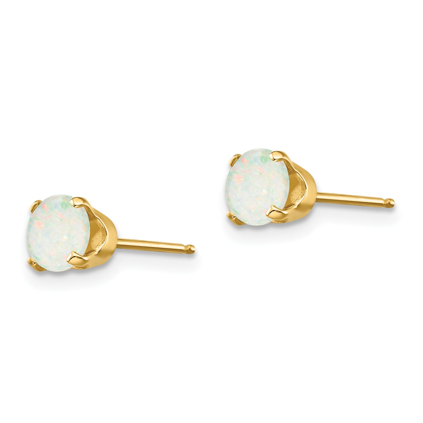14k 5mm Round Opal Earrings - October