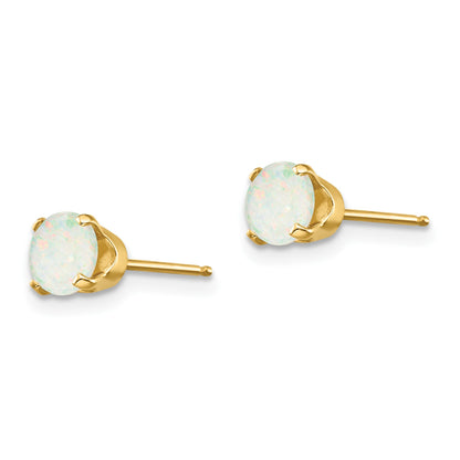 14k 5mm Round Opal Earrings - October