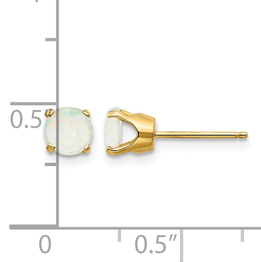 14k 5mm Round Opal Earrings - October