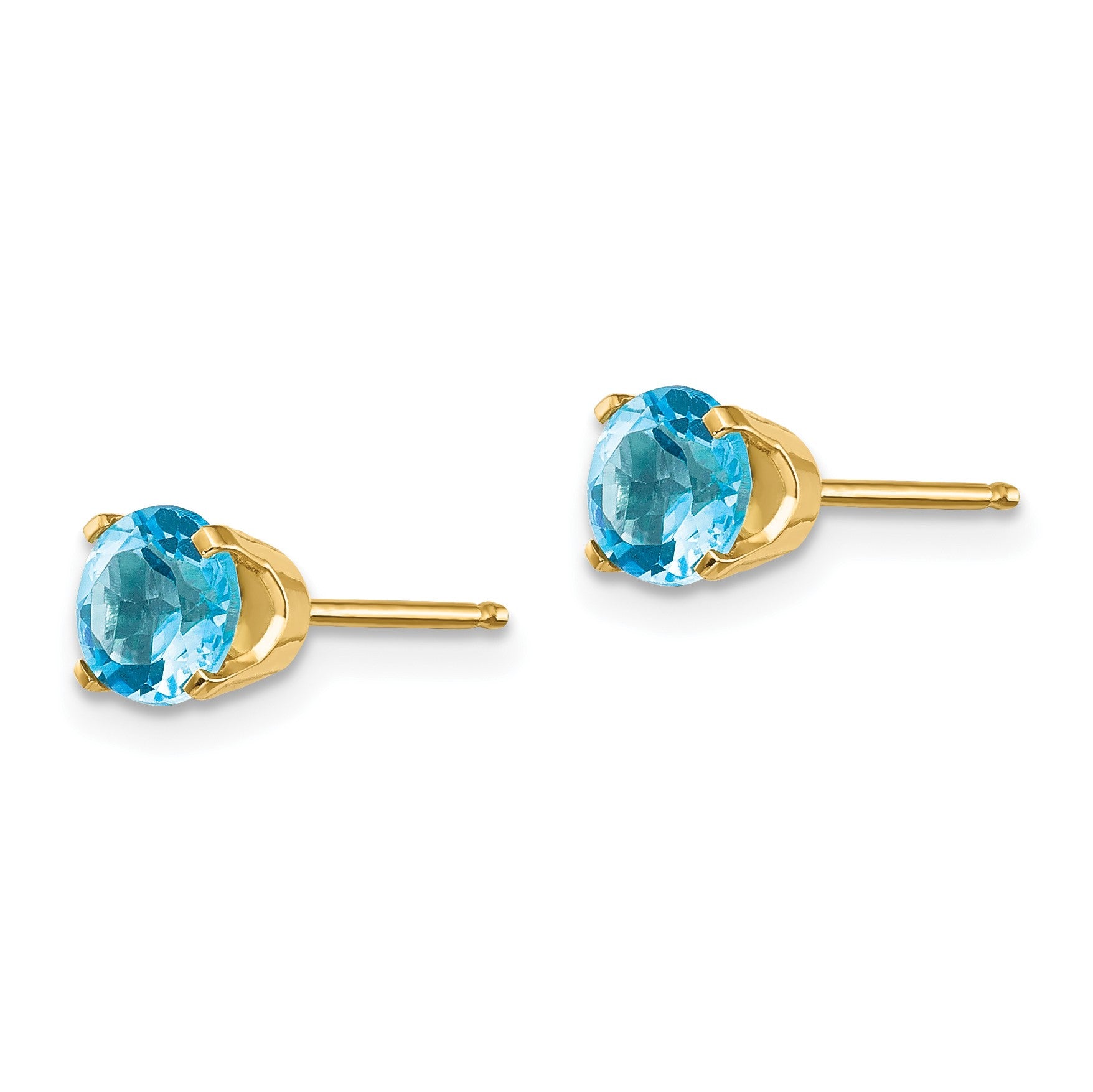 14k 5mm Round Blue Topaz Earrings - December