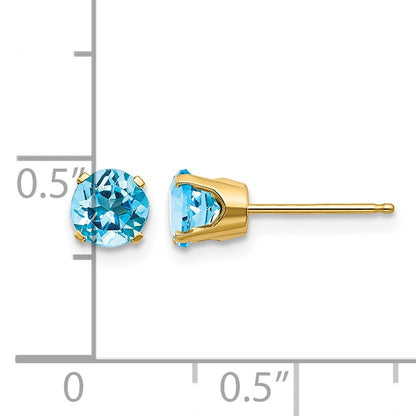 14k 5mm Round Blue Topaz Earrings - December