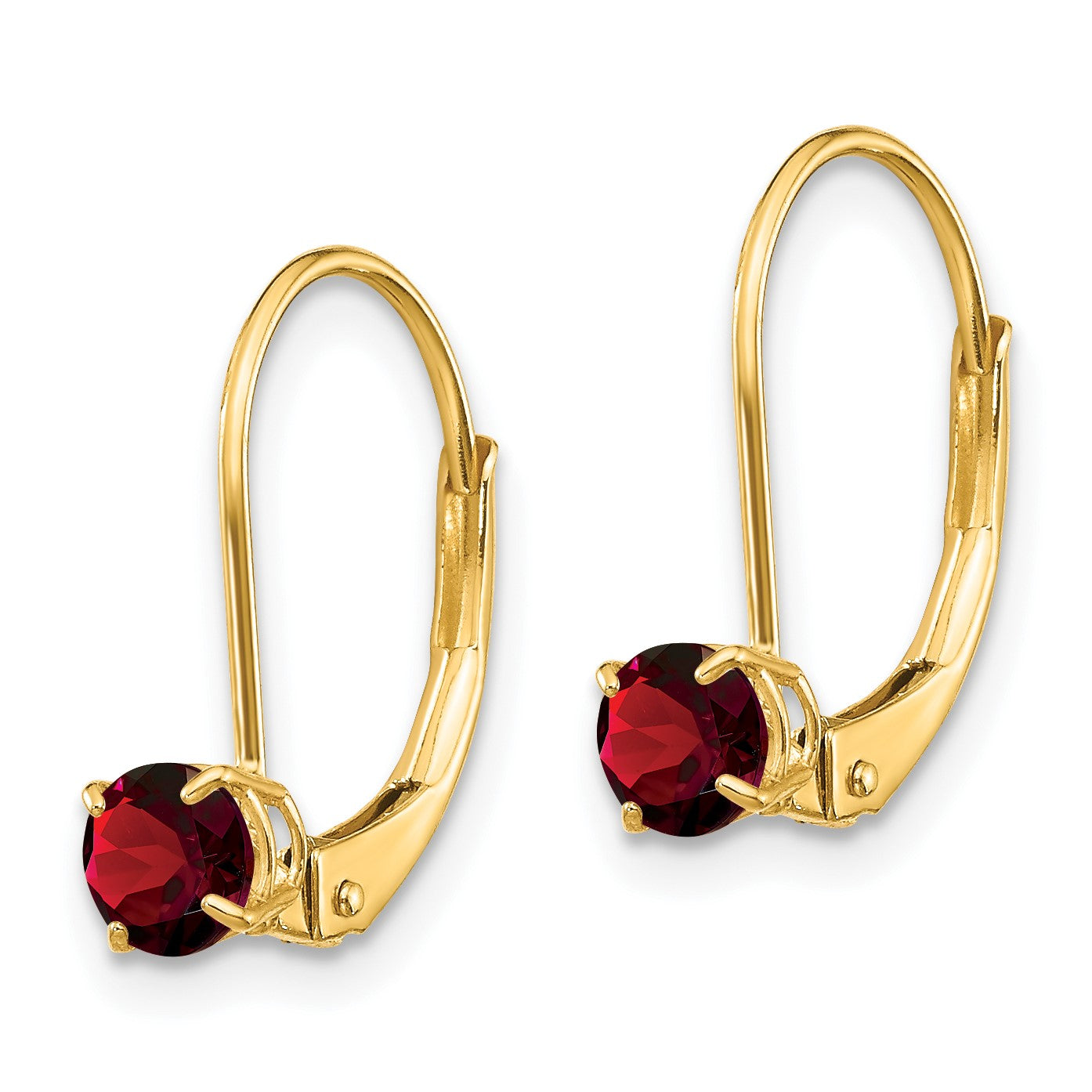 14k 4mm Round January/Garnet Leverback Earrings