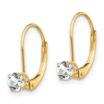 14k 4mm Round April/White Topaz Leverback Earrings
