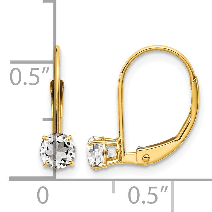 14k 4mm Round April/White Topaz Leverback Earrings