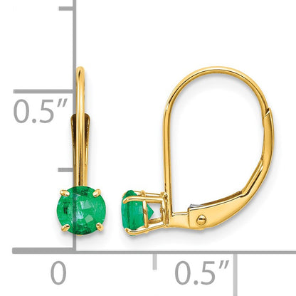 14k 4mm Round May/Emerald Leverback Earrings