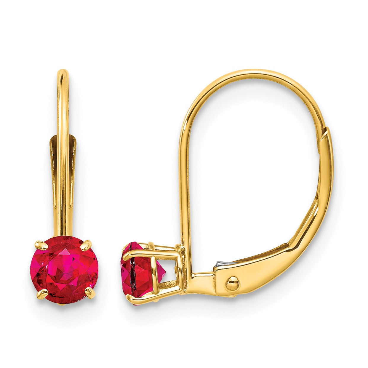 14k 4mm Round July/Ruby Leverback Earrings
