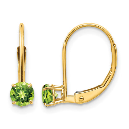 14k 4mm Round August/Peridot Leverback Earrings