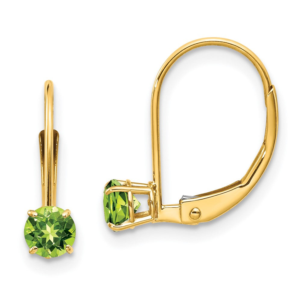 14k 4mm Round August/Peridot Leverback Earrings