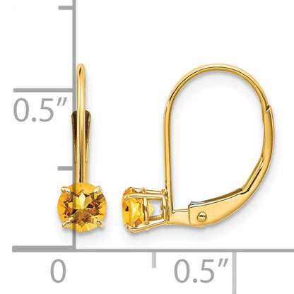 14k 4mm Round November/Citrine Leverback Earrings