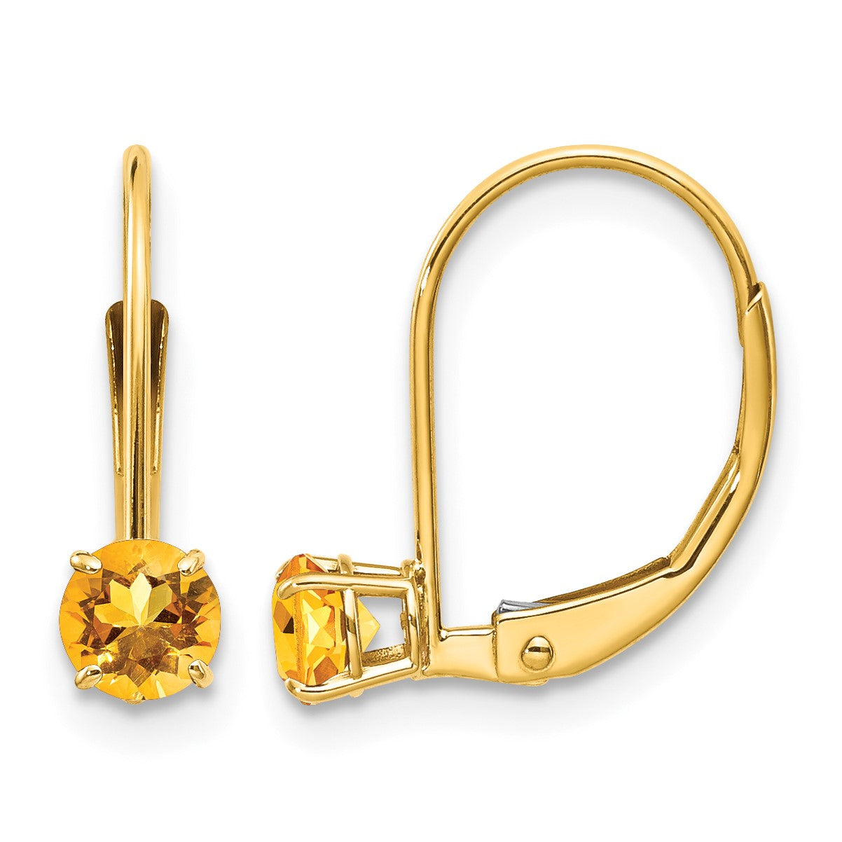14k 4mm Round November/Citrine Leverback Earrings