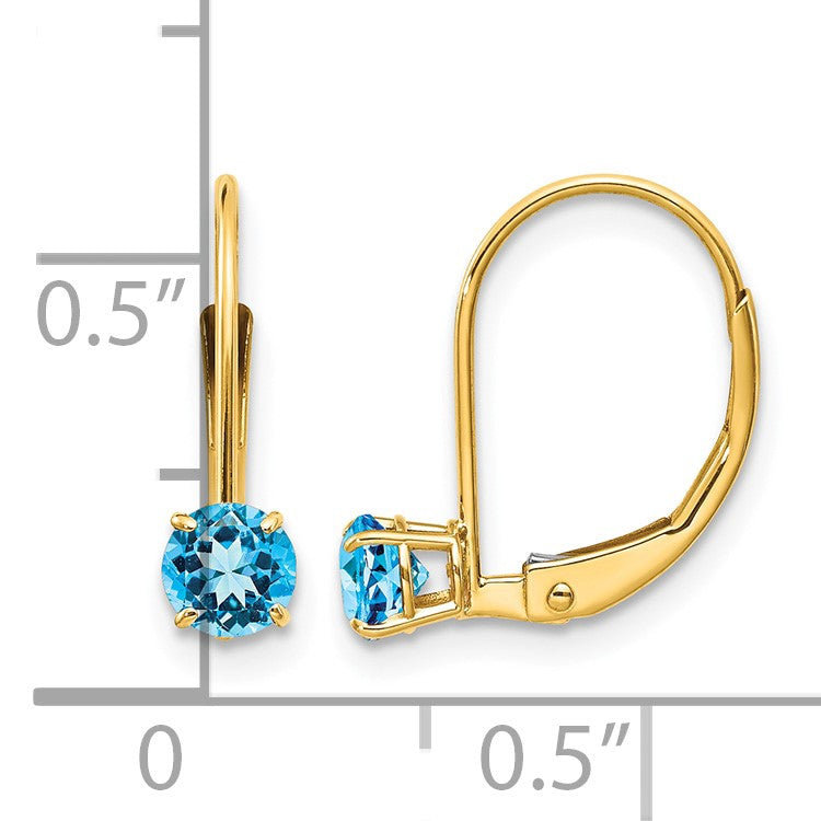 14k 4mm Round December/Blue Topaz Leverback Earrings