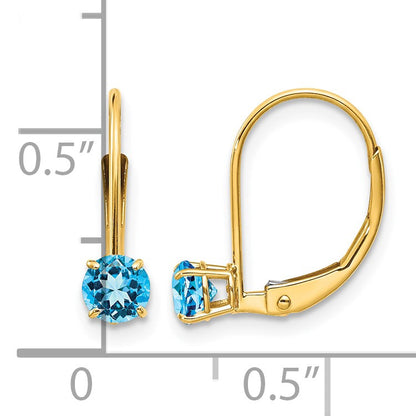 14k 4mm Round December/Blue Topaz Leverback Earrings