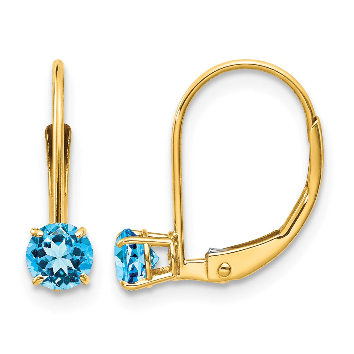 14k 4mm Round December/Blue Topaz Leverback Earrings